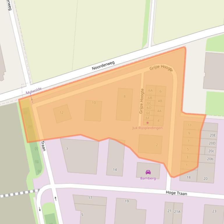 Kaart van postcodegebied 9351VW.