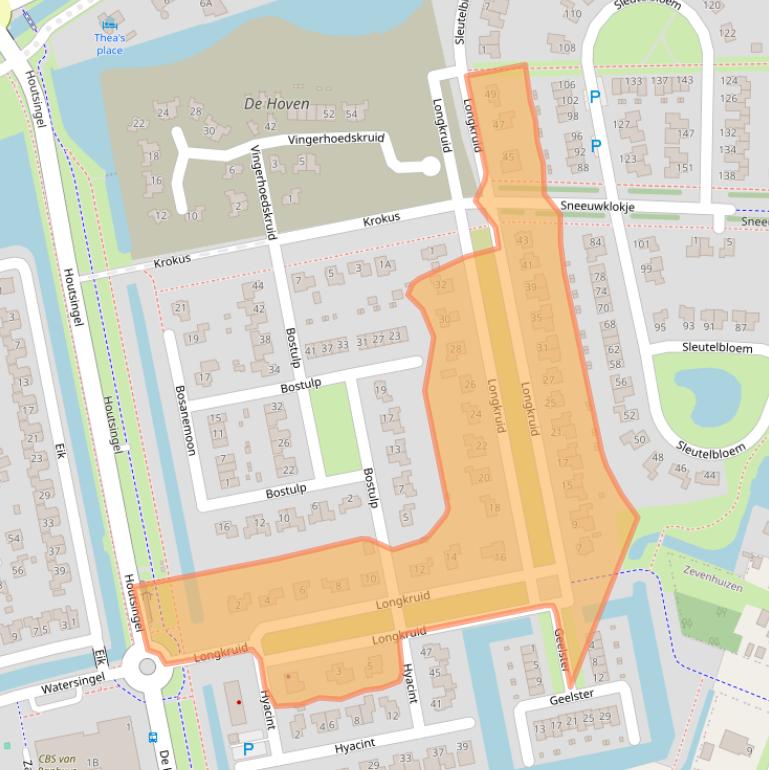 Kaart van postcodegebied 9351WD.