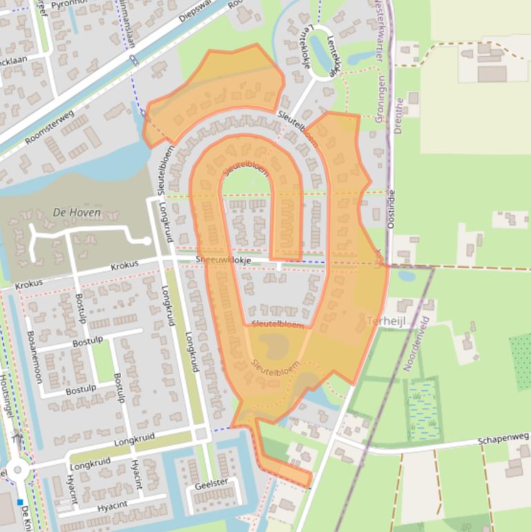 Kaart van postcodegebied 9351WM.