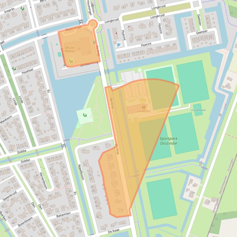 Kaart van postcodegebied 9351XZ.