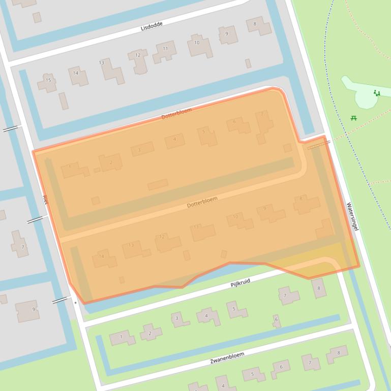 Kaart van postcodegebied 9351ZJ.