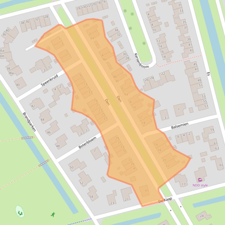 Kaart van postcodegebied 9351ZR.