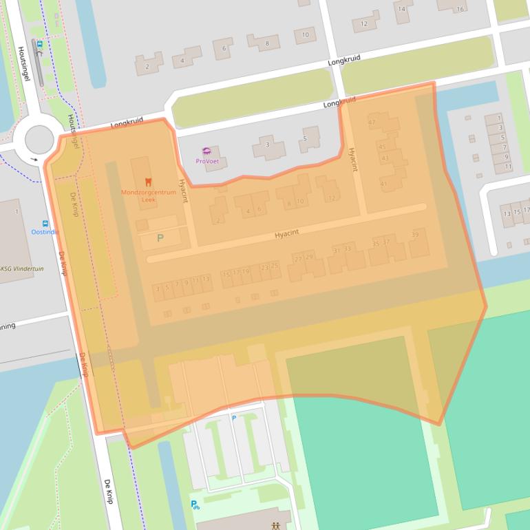 Kaart van postcodegebied 9351ZX.