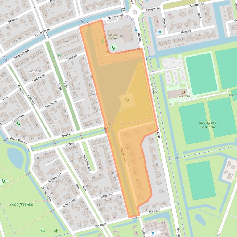 Kaart van postcodegebied 9351ZZ.