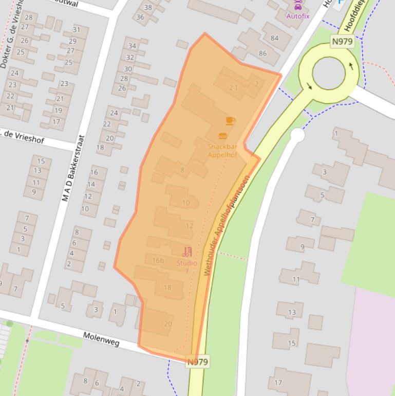 Kaart van postcodegebied 9354AB.