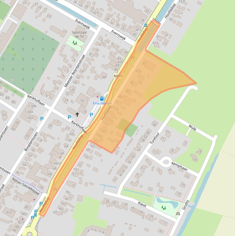 Kaart van postcodegebied 9354AM.