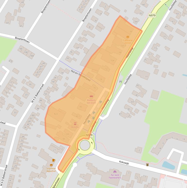 Kaart van postcodegebied 9354AS.