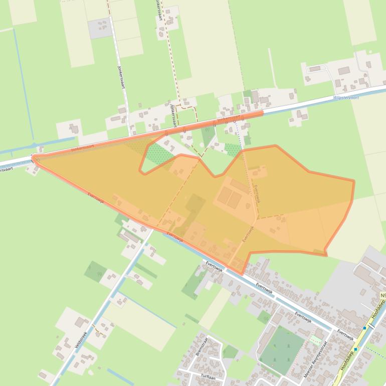 Kaart van postcodegebied 9354AX.