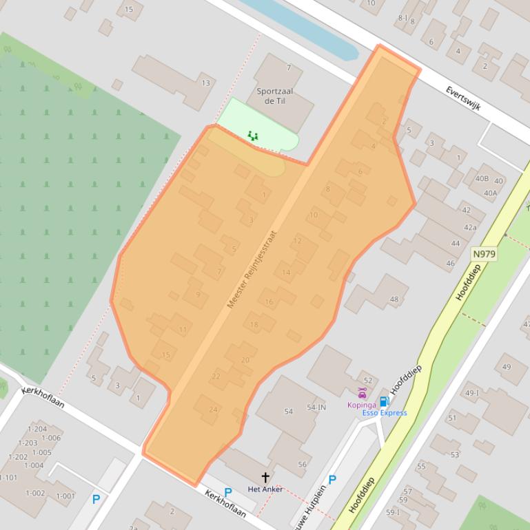 Kaart van postcodegebied 9354BA.