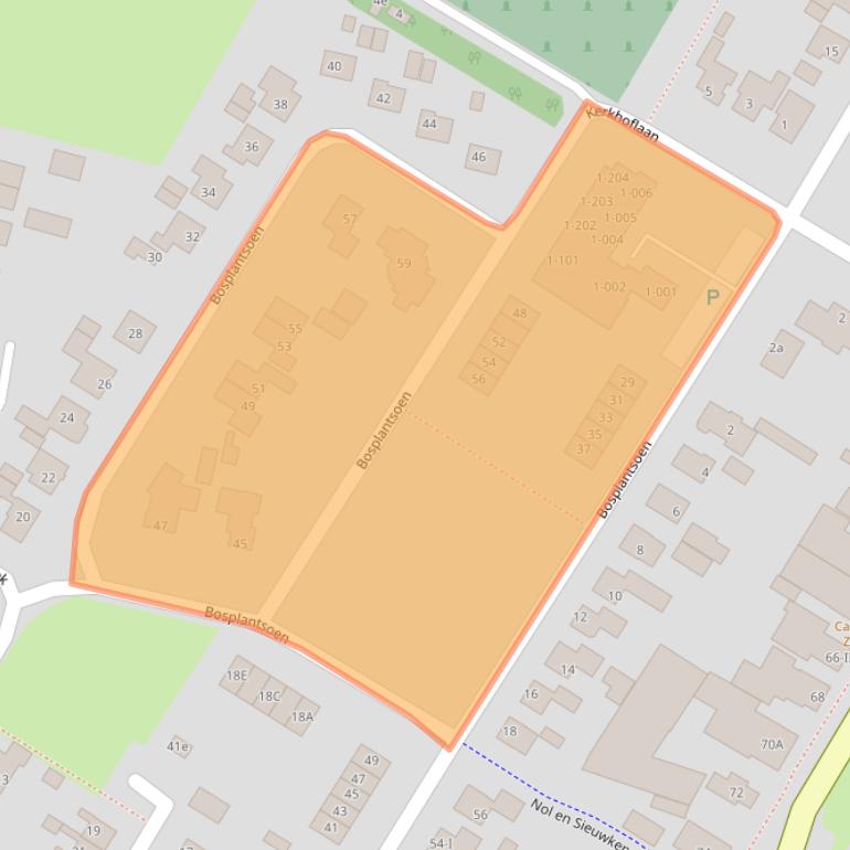 Kaart van postcodegebied 9354BC.