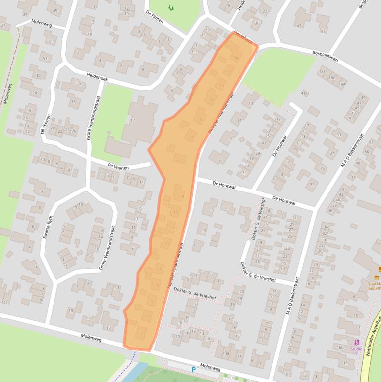 Kaart van postcodegebied 9354BH.