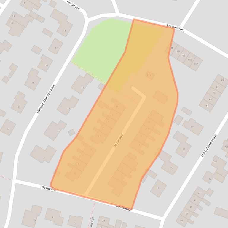 Kaart van postcodegebied 9354BJ.