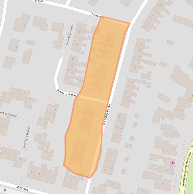 Kaart van postcodegebied 9354BP.