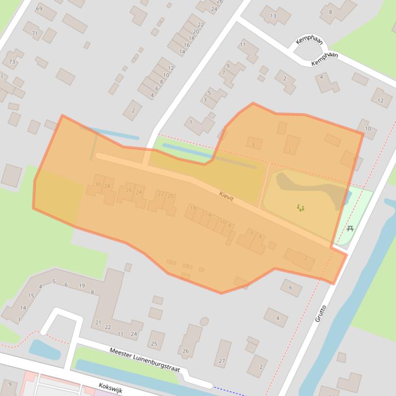 Kaart van postcodegebied 9354CA.