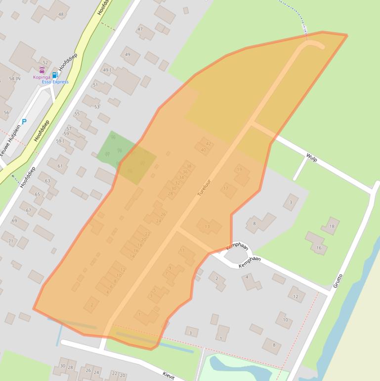 Kaart van postcodegebied 9354CC.