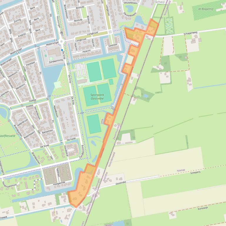 Kaart van postcodegebied 9354TC.