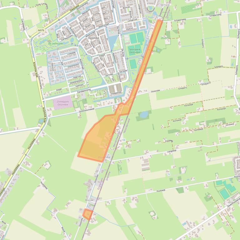 Kaart van postcodegebied 9354TD.