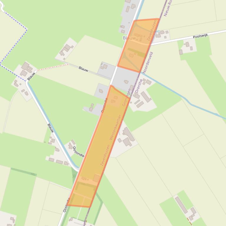 Kaart van postcodegebied 9354TG.