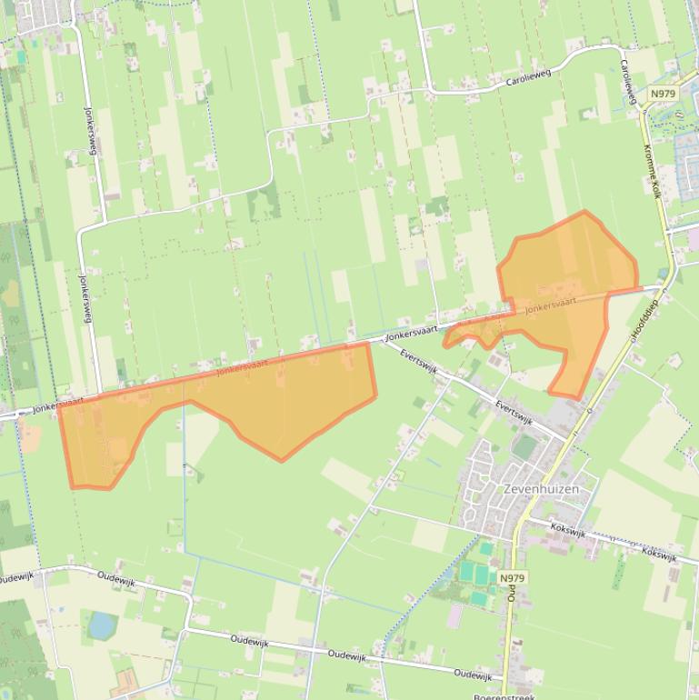 Kaart van postcodegebied 9354TN.