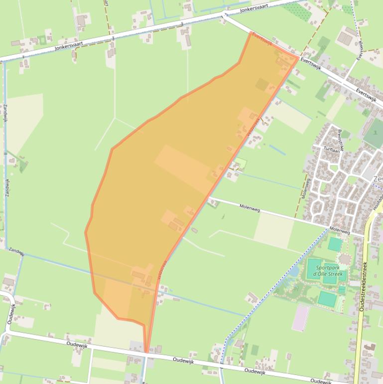 Kaart van postcodegebied 9354VB.