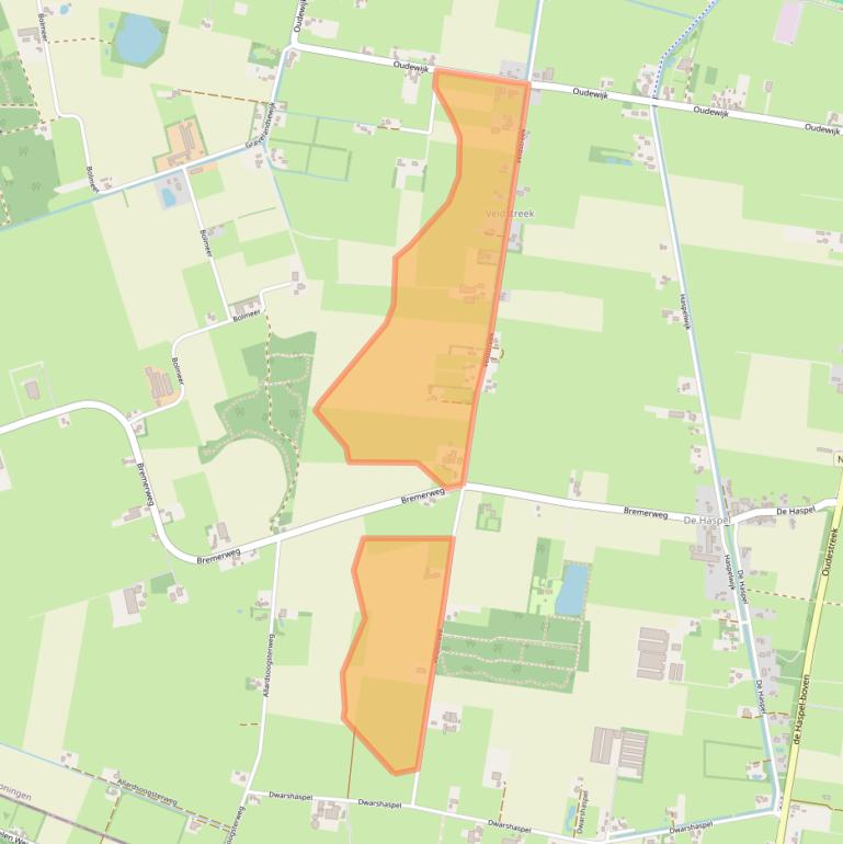 Kaart van postcodegebied 9354VD.