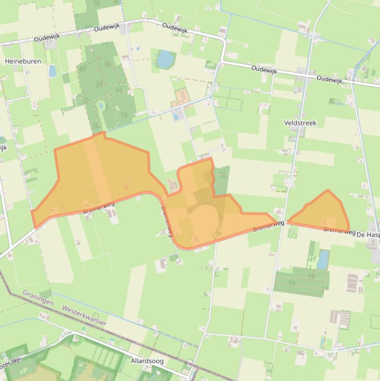 Kaart van postcodegebied 9354VP.