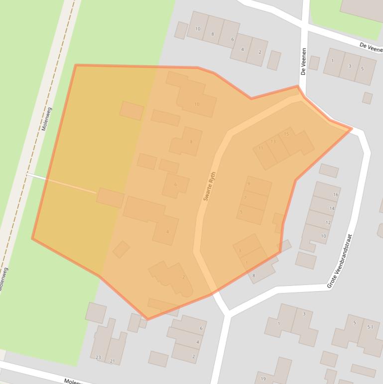 Kaart van postcodegebied 9354XE.