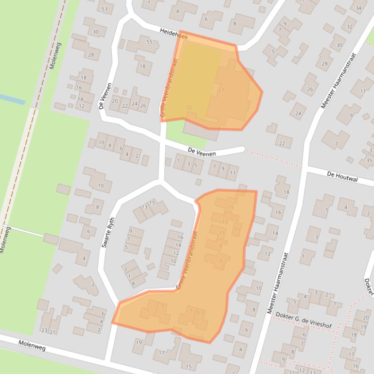 Kaart van postcodegebied 9354XH.