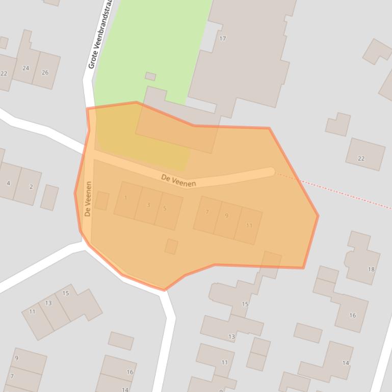 Kaart van postcodegebied 9354XJ.