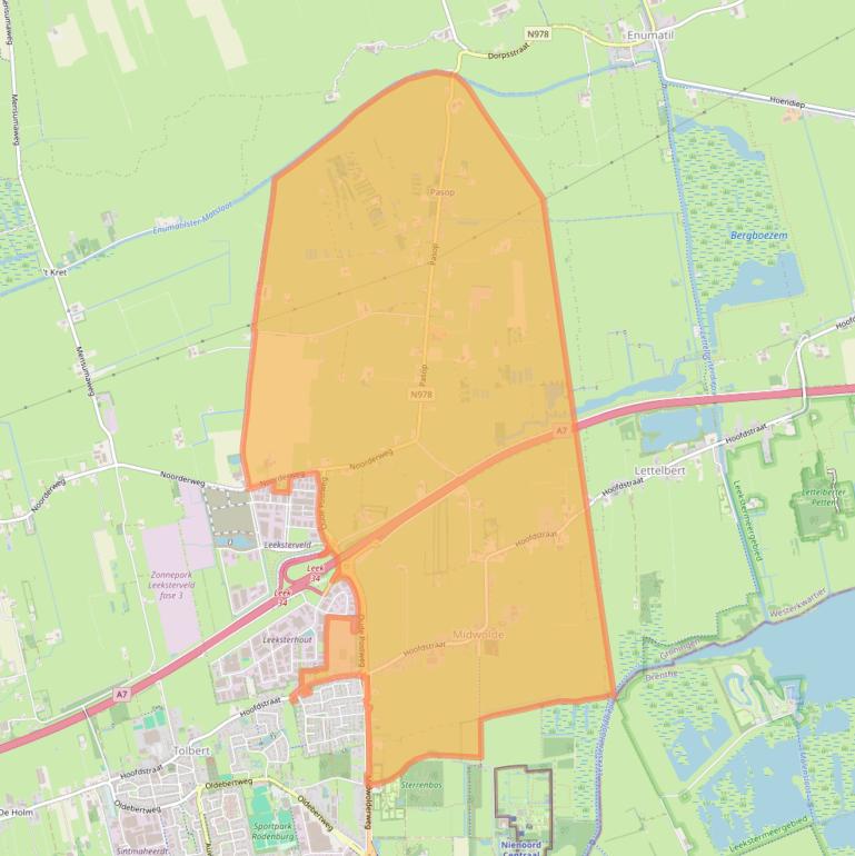 Kaart van postcodegebied 9355.