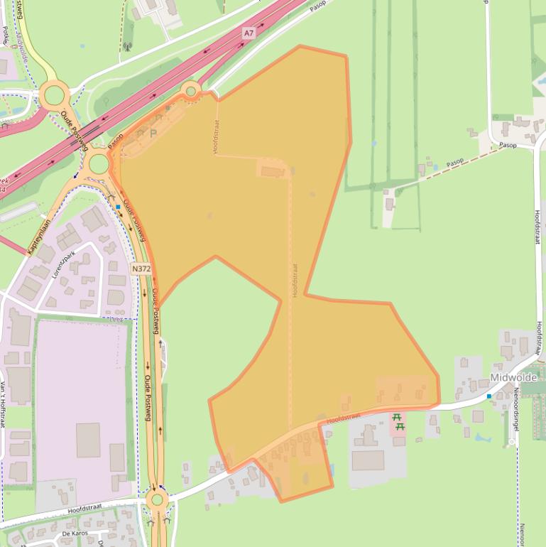 Kaart van postcodegebied 9355TC.