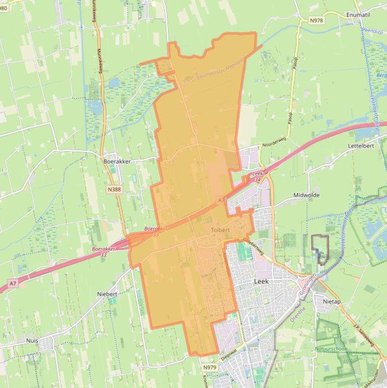 Kaart van postcodegebied 9356.