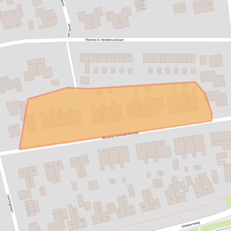 Kaart van postcodegebied 9356AJ.