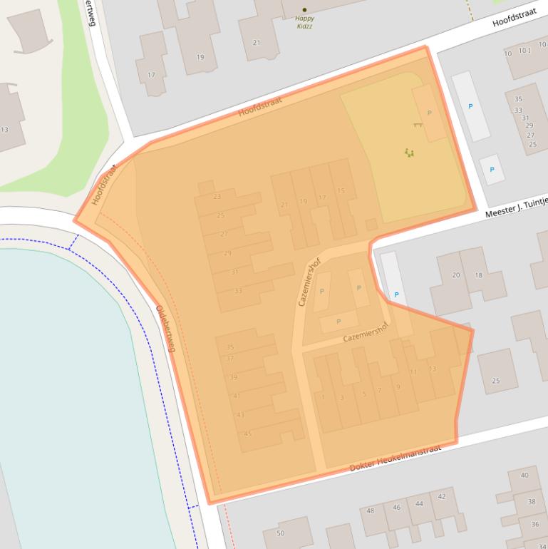 Kaart van postcodegebied 9356BJ.