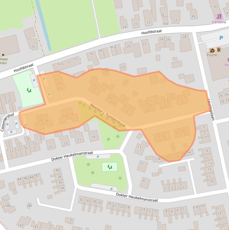 Kaart van postcodegebied 9356BK.