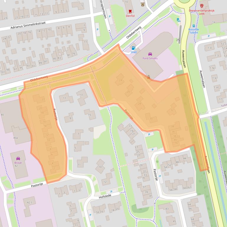 Kaart van postcodegebied 9356BL.