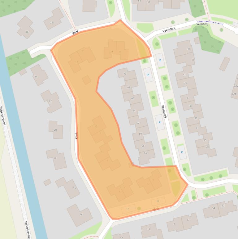 Kaart van postcodegebied 9356DG.