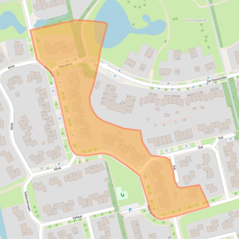 Kaart van postcodegebied 9356DJ.