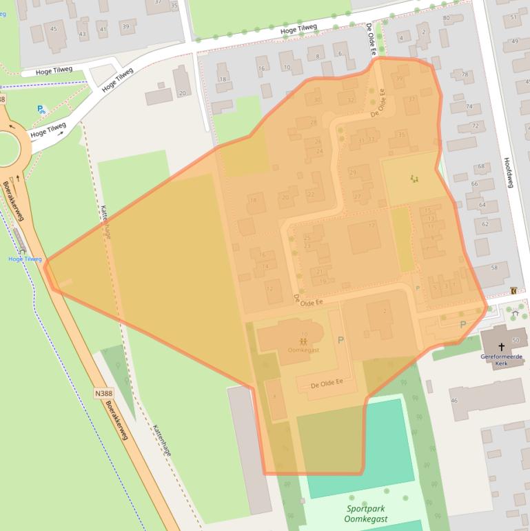 Kaart van postcodegebied 9362RC.