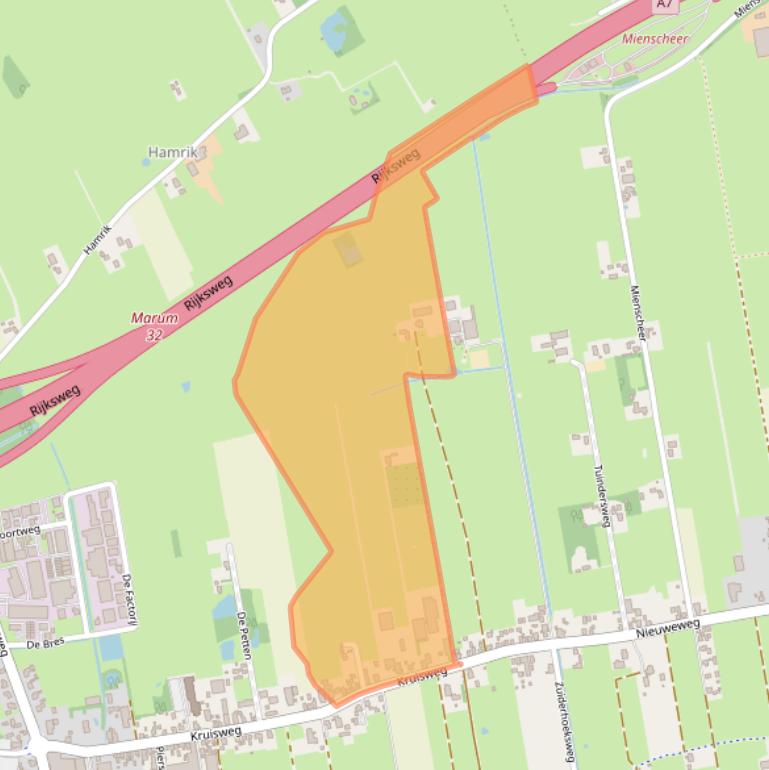 Kaart van postcodegebied 9363AG.