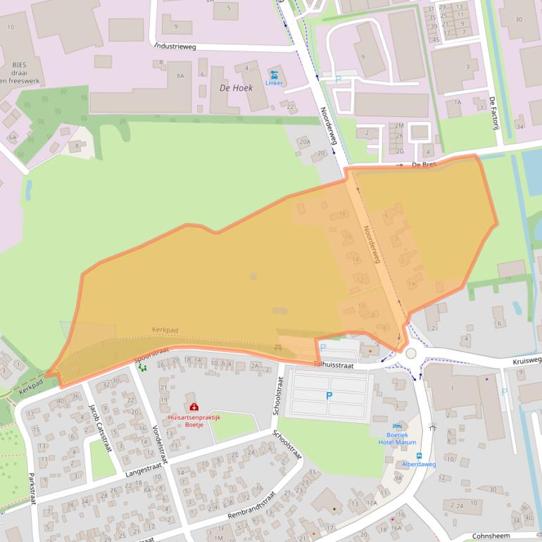 Kaart van postcodegebied 9363AJ.