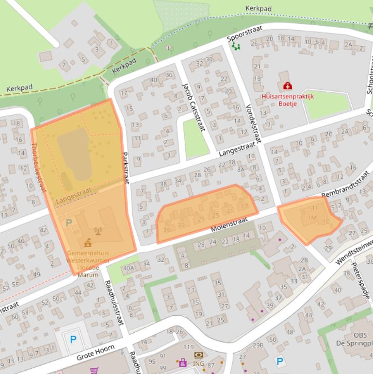 Kaart van postcodegebied 9363BA.