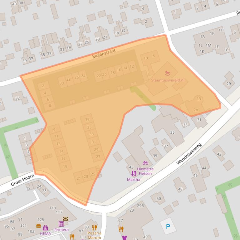 Kaart van postcodegebied 9363BC.