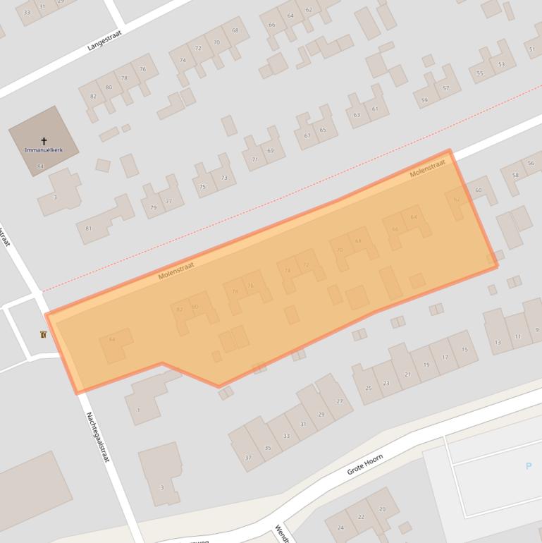 Kaart van postcodegebied 9363BE.