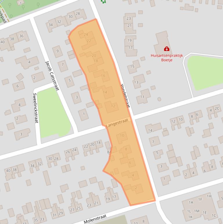 Kaart van postcodegebied 9363BL.