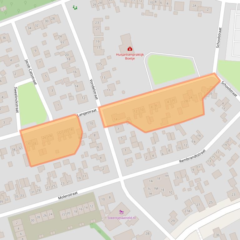 Kaart van postcodegebied 9363BV.