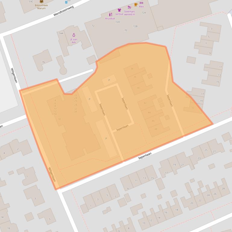 Kaart van postcodegebied 9363CD.