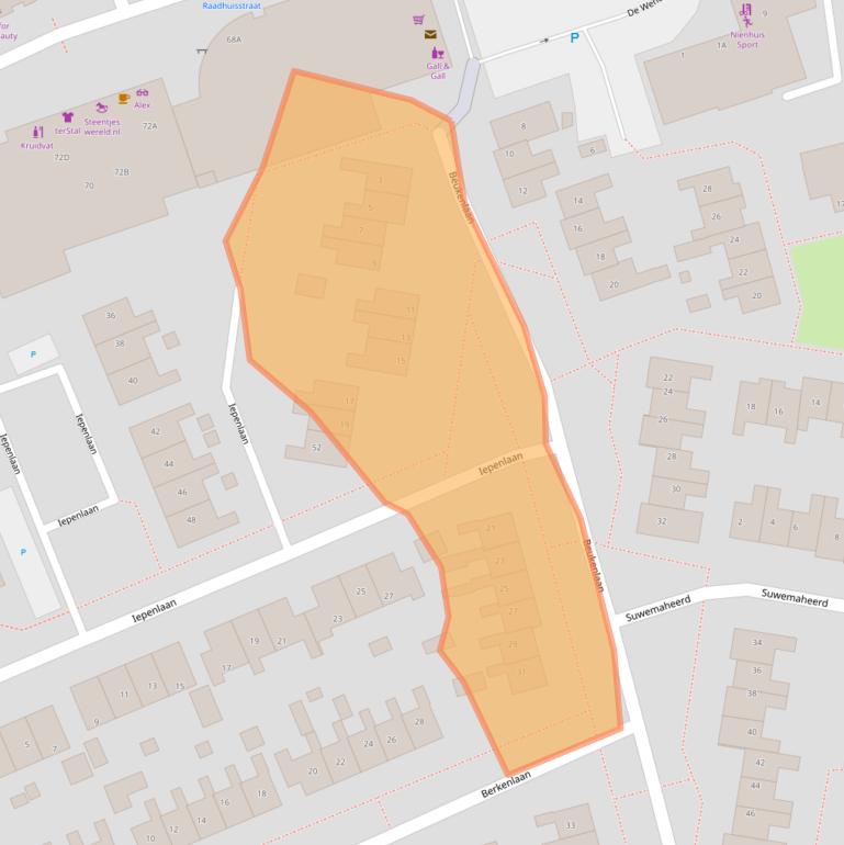 Kaart van postcodegebied 9363CE.