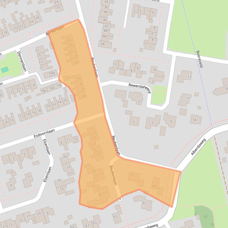 Kaart van postcodegebied 9363CG.