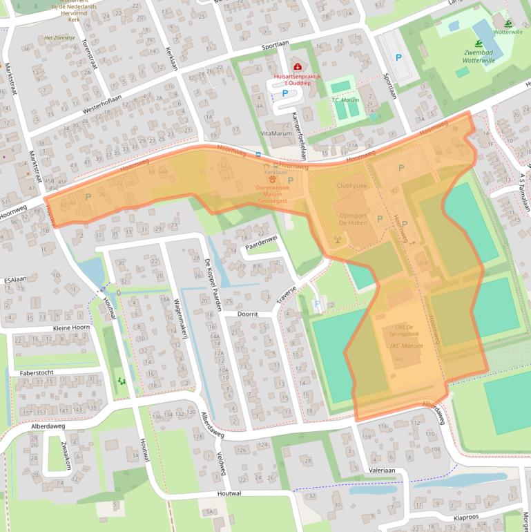 Kaart van postcodegebied 9363EH.